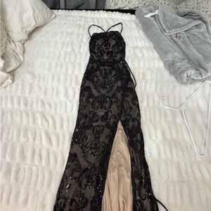 Windsor Black Sequin Backless Dress